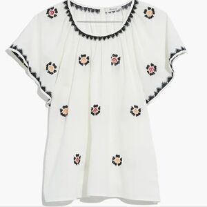Madewell Embroidered Flutter Sleeve Top 1X